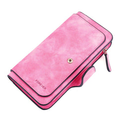 14 Card Slots Woman Four Fold Wallet Purse Faux Leather Card Multi Card Slots Phone Bag