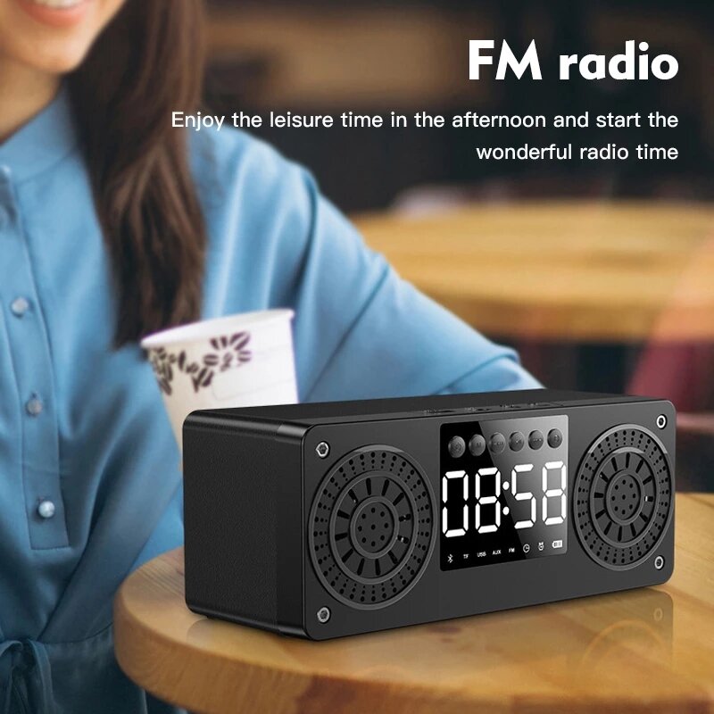 Bluetooth 5.0 Speaker Wireless Speaker LED Alarm Clock Music Player TF Card FM Radio Speaker