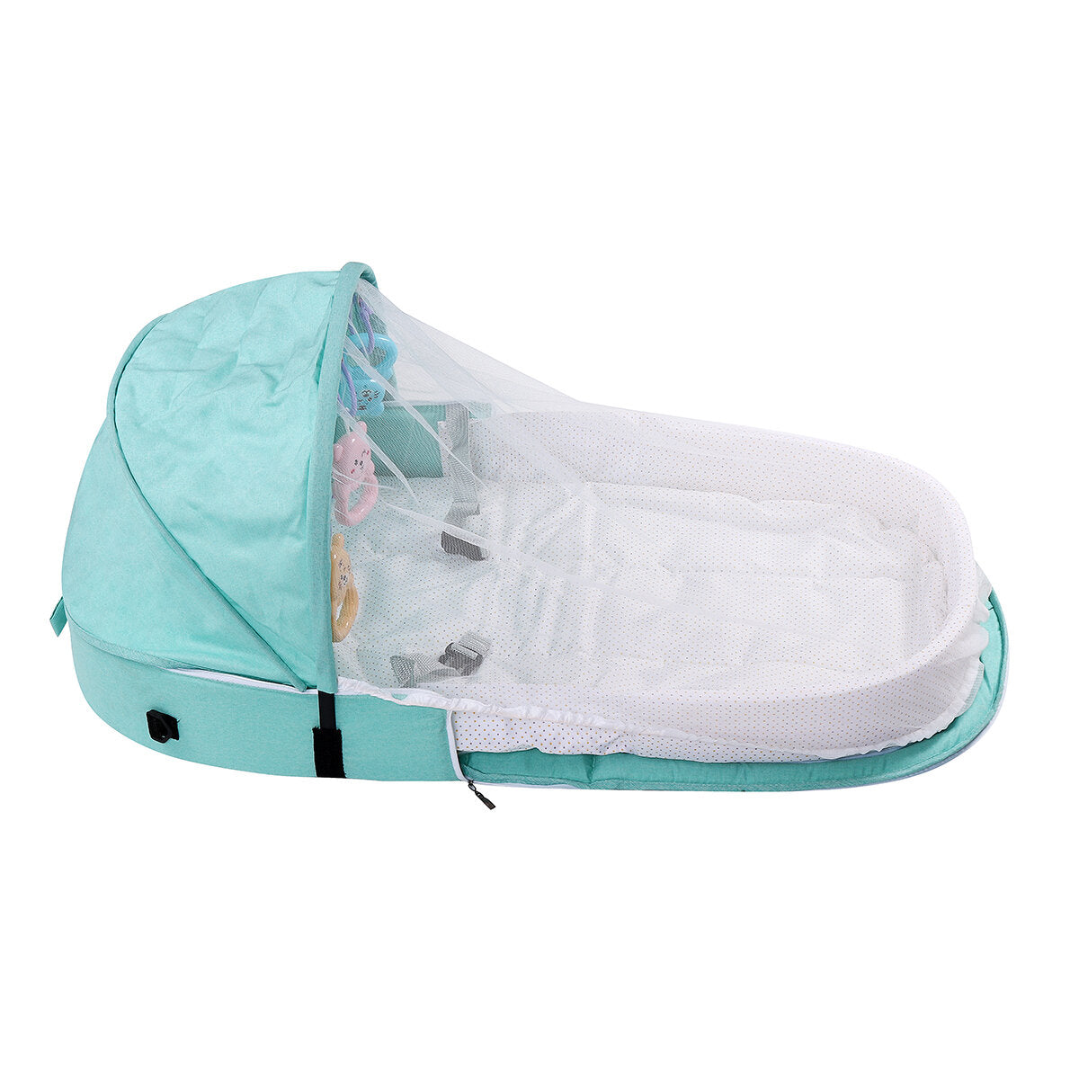 2-in-1 Folding Baby Sleeping Bed Lounger Travel Infant Bed with Mosquito Net