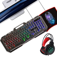 Gaming Headphone with Keyboard Mouse Pad Wired LED RGB Backlight Bundle Set