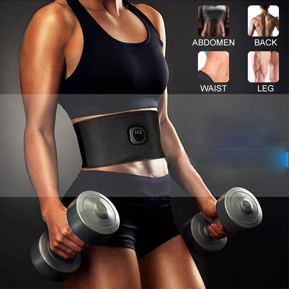 Intelligent Unisex USB Rechargeable EMS Fitness Trainer Belt LED Display Electrical Muscle Stimulator Abdominal Sticker