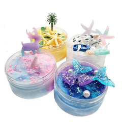 Fluffy Slime Brushed Mud Mermaid Tail Starfish Coconut Tree DIY Set Decompression Toy