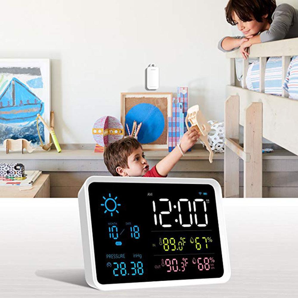 Digital LCD Alarm Clock With Weather Forecast And Temperature Display