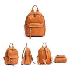 Leather Backpacks For Women Vintage Style Tassel Casual Shoulder Bags School Bag Female Functional Leather Knapsacks