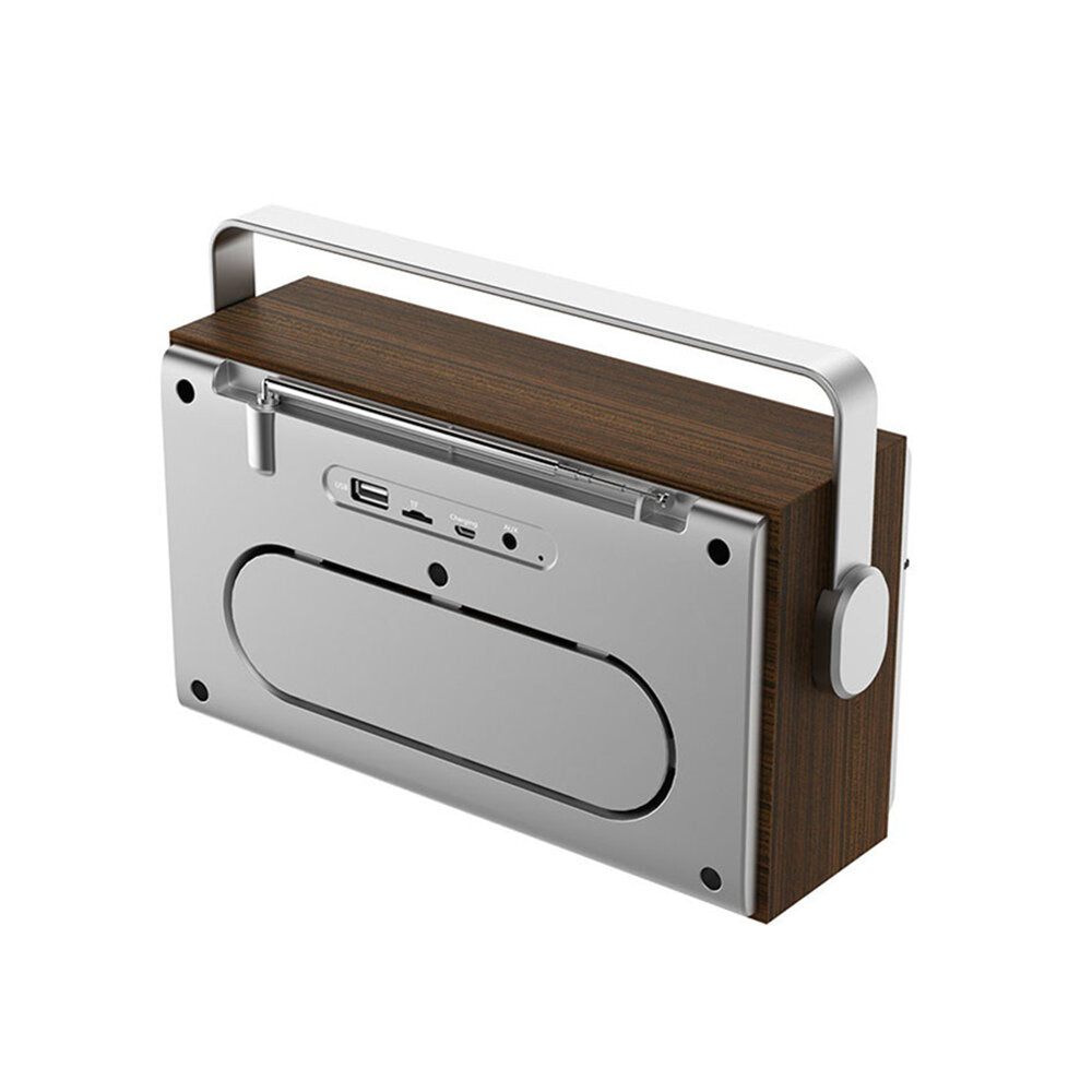 Wireless bluetooth Speaker Alarm Clock Wooden Portable Retro Bass Sound Speaker Support FM Radio Card Slot Subwoofer