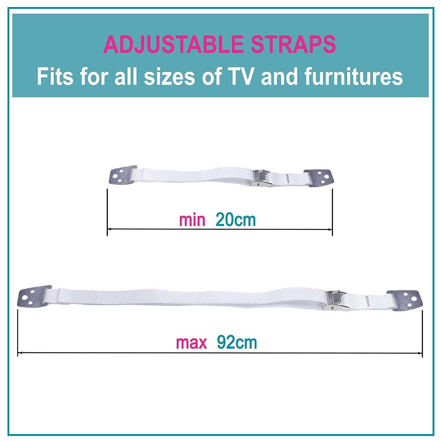 Furniture Anchors for Baby Proofing, Anti-tip TV Straps Safety, All Metal Parts, 4 Pack