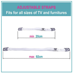 Furniture Anchors for Baby Proofing, Anti-tip TV Straps Safety, All Metal Parts, 4 Pack