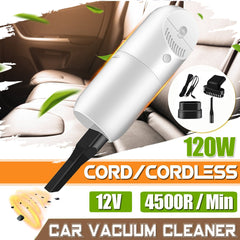 120W Car Vacuum Cleaner Portable Wet Dry Use Ligweight Handheld Duster 4500rpm 3500Pa Powerful Suction