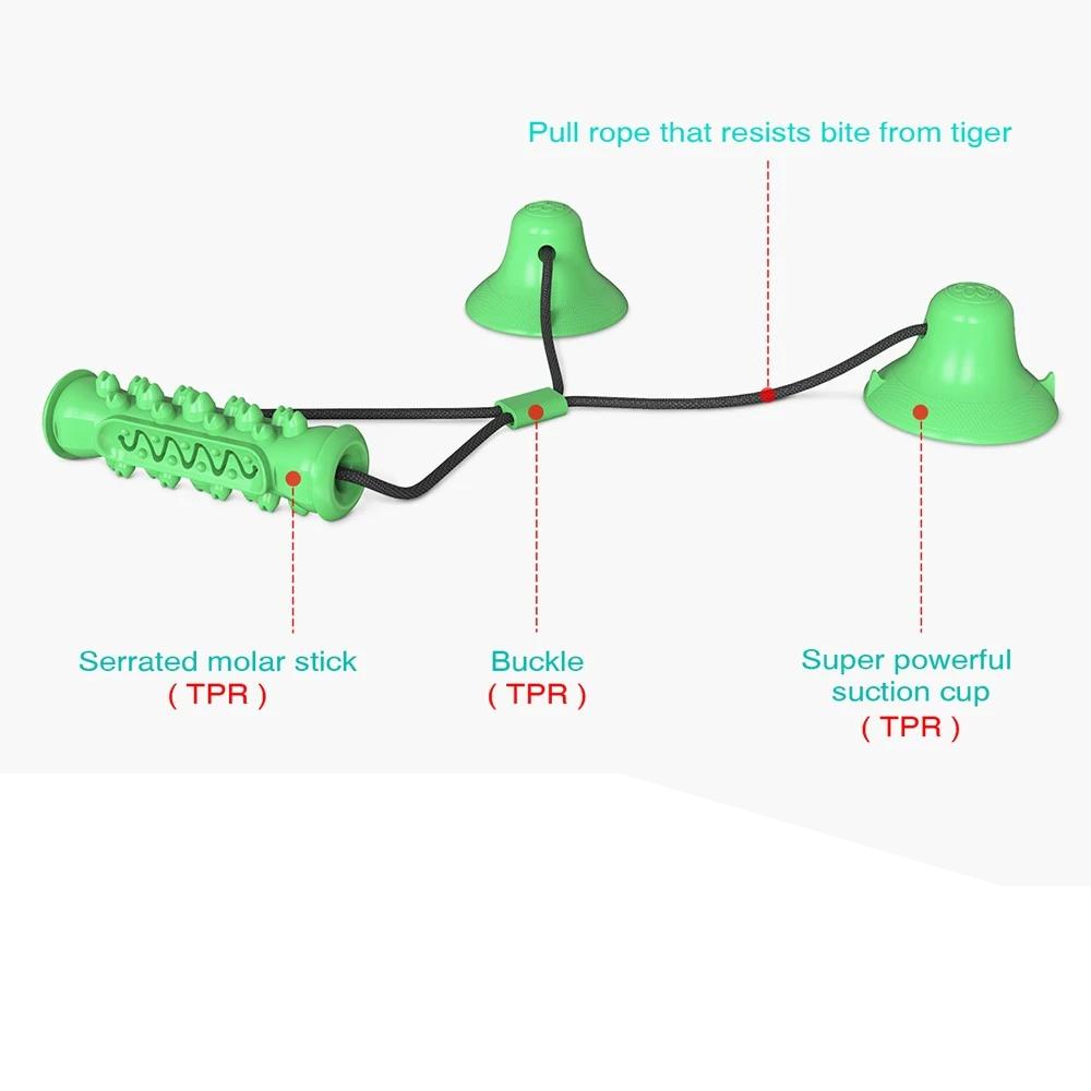 Dog Molar Bite Chew Toy Rope Pull Interactive with Suction Cup for Pulling Chewing Teeth Cleaning