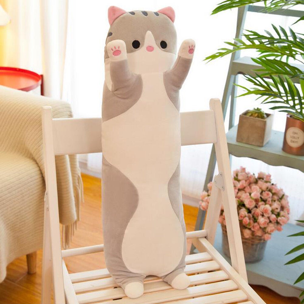 110/130cm Cute Plush Cat Doll Soft Stuffed Pillow Doll Toy for Kids