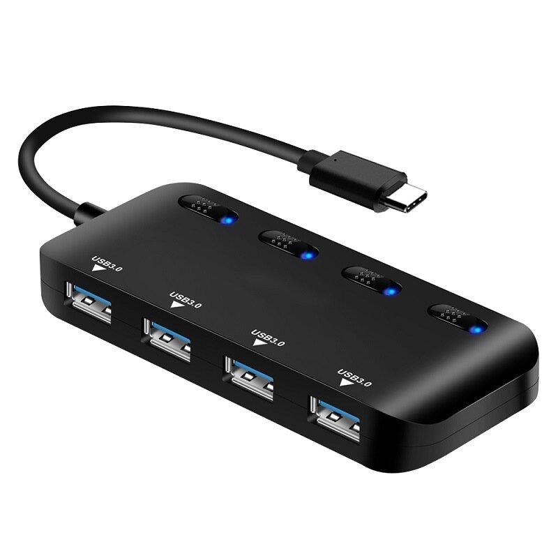 4 in 1 USB 3.0 HUB High Speed 5Gbps USB 3.0 Splitter with Individual Switch Control for PC Laptop Computer