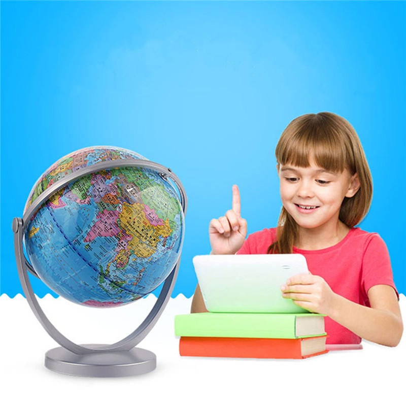 World Globe Earth Ocean Atlas Map With Rotating Stand Geography Educational Toy