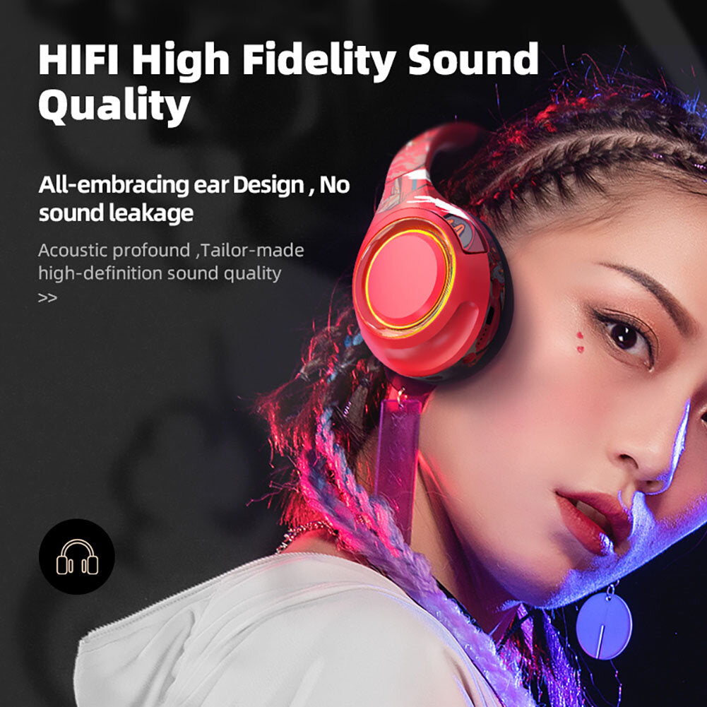 Bluetooth 5.0 Gaming Headphones HIFI 3D Stereo Bass Wireless RGB Light PC Headsets With Microphone for PS4 Laptop Tablet