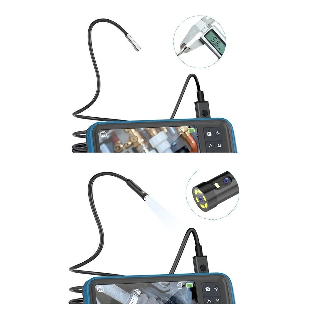 4.5inch HD Color Screen Digital Endoscope 8mm Dual Lens IP67 Waterproof Camera Brightness Adjustable Video Recorder