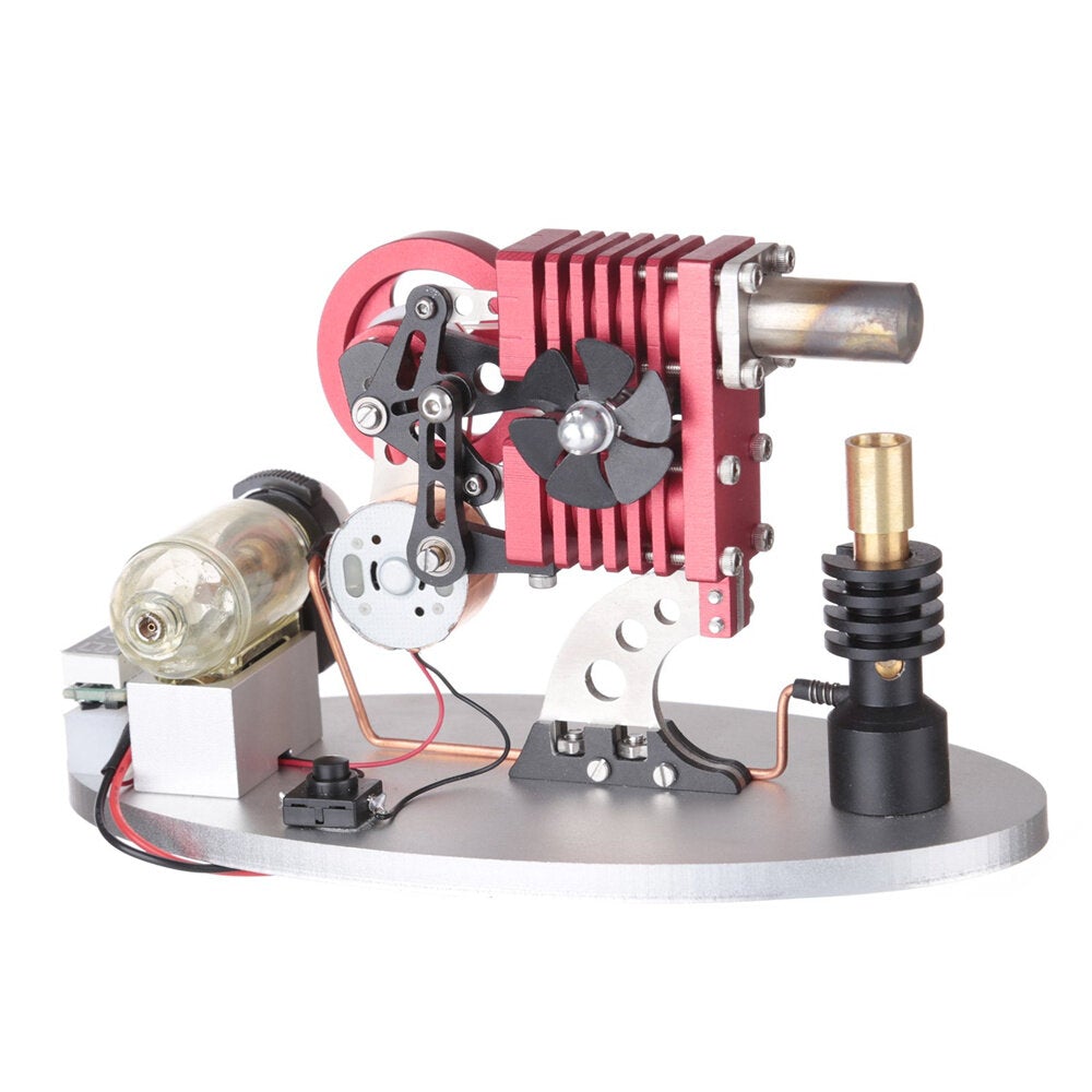 Type Double Cylinder Butane Stirling Engine LED Generator Model with Double Piston Rocker Arm Linkage