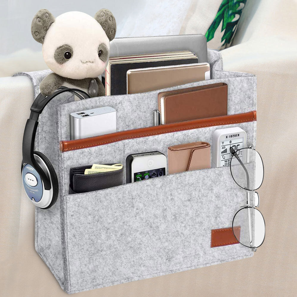 12.6x3.9x9.8inch Sofa Felt Storage Bag Bedside Hanging Organizer Bag Couch Armrest Pocket Tote Holder for Home Travel