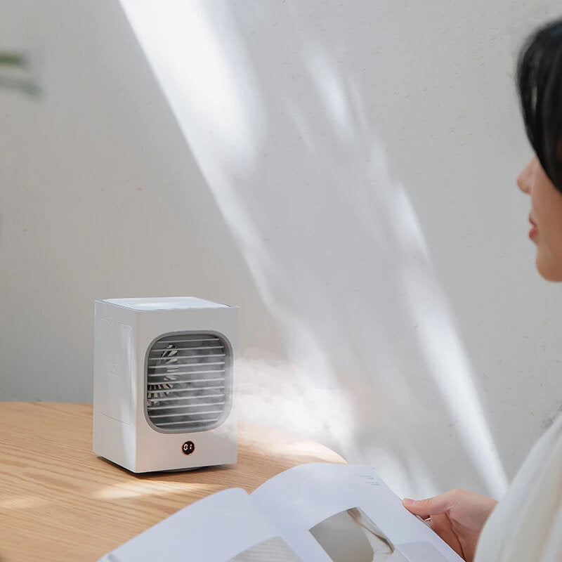 Mini Air Cooler Portable Small Fan Low Noise Wind Air Circulation Humidification Fan Desktop Air Conditioning Fan with Digital Display