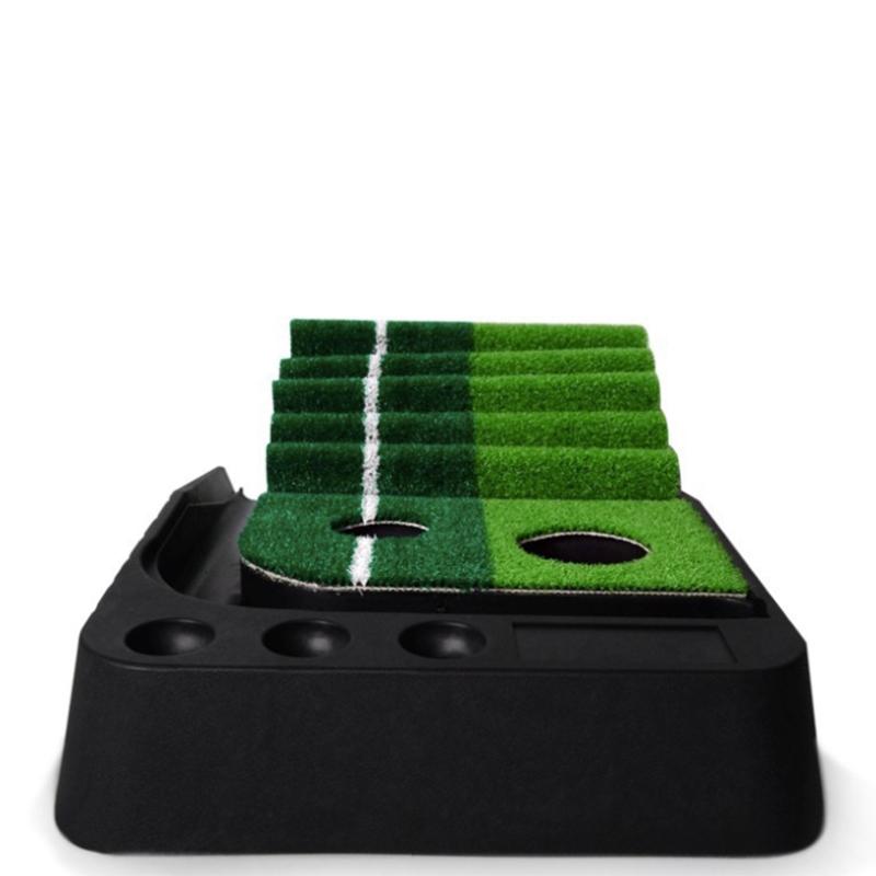 Golf Putting Green Trainer Pad with Auto Ball Return System with 2 Holes