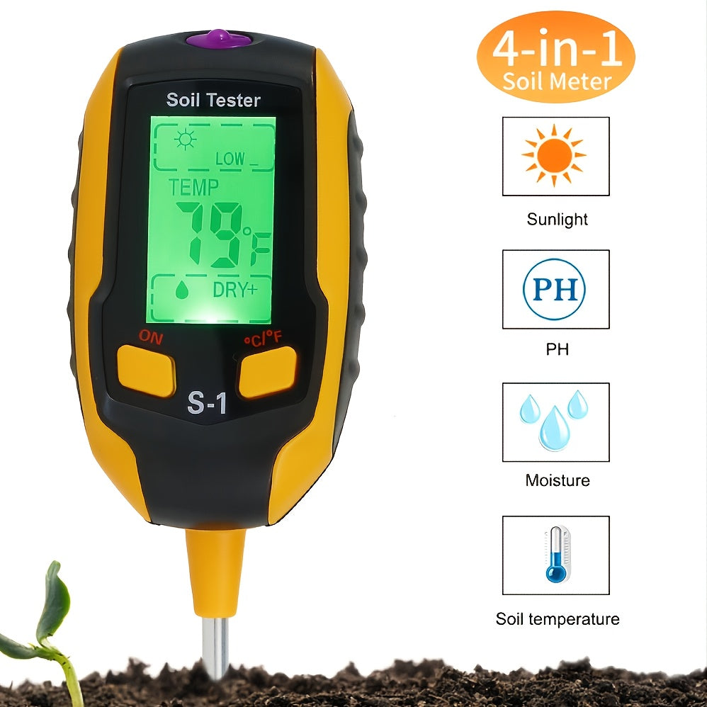 4 In 1 Soil PH Moisture Meter LCD Display for Indoor & Outdoor Garden Lawn