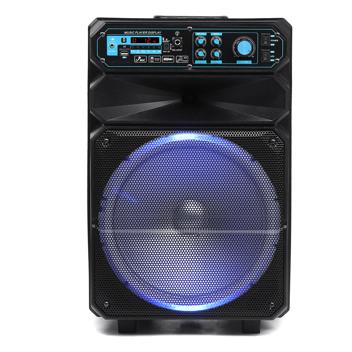 High Power bluetooth Sound Square Loud Speaker 12 inch 50W Outdoor Singing Subwoofer with HD Mic