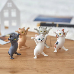 1 PC Cartoon Dancing Cat Figure Doll Figurines Handmade Enchanting Kittens Toy for Office Pen Holder