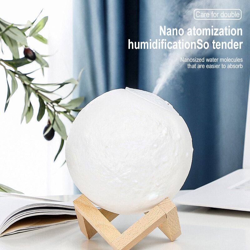 1500ml Air Humidifier 3D Moon Lamp Aroma Essential Oil Diffuser 1200mAh Battery Air Purifier Mist Maker for Office Home