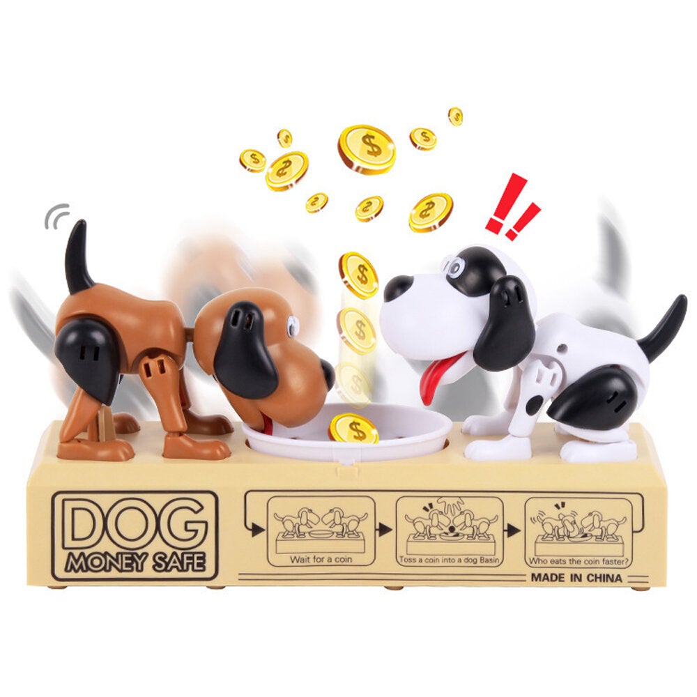 Creative Magic Stealing Coin Double Hungry Dog Money Box Cute Saving Money Dogs Doll Gifts for Kids Gift