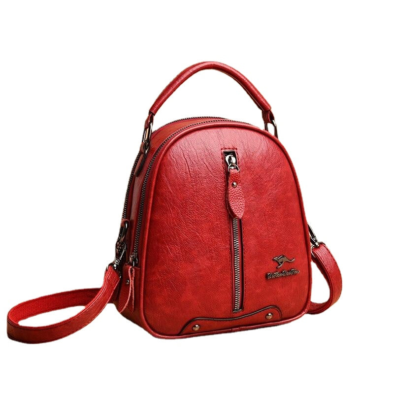 Multifunction Leather Backpacks for women travel backpack Mini school bags teenage girls sac a dos kangaroo female