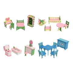 4 Sets of Delicate Wood Furniture Kits for Doll House Miniature