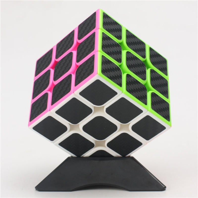Classic Magic Cube Toys 3x3x3 PVC Sticker Block Puzzle Speed Cube Fibre Carbon