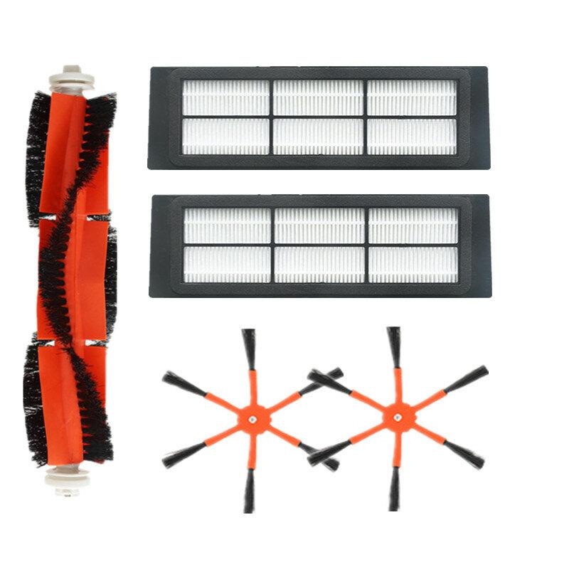 5pcs Vacuum Cleaner Parts for Xiaomi Roborock HEPA Filters*2 Orange Side Brushes*2 Main Brush*1