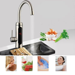 Electric Water Temperature Display Kitchen Tankless Instant Hot Faucet 3000W 220V