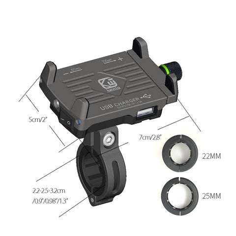 Universal Aluminum Motorcycle Phone Holder USB Charger Cell Bicycle for iPhone X 8 7 Fast Charging - JustgreenBox
