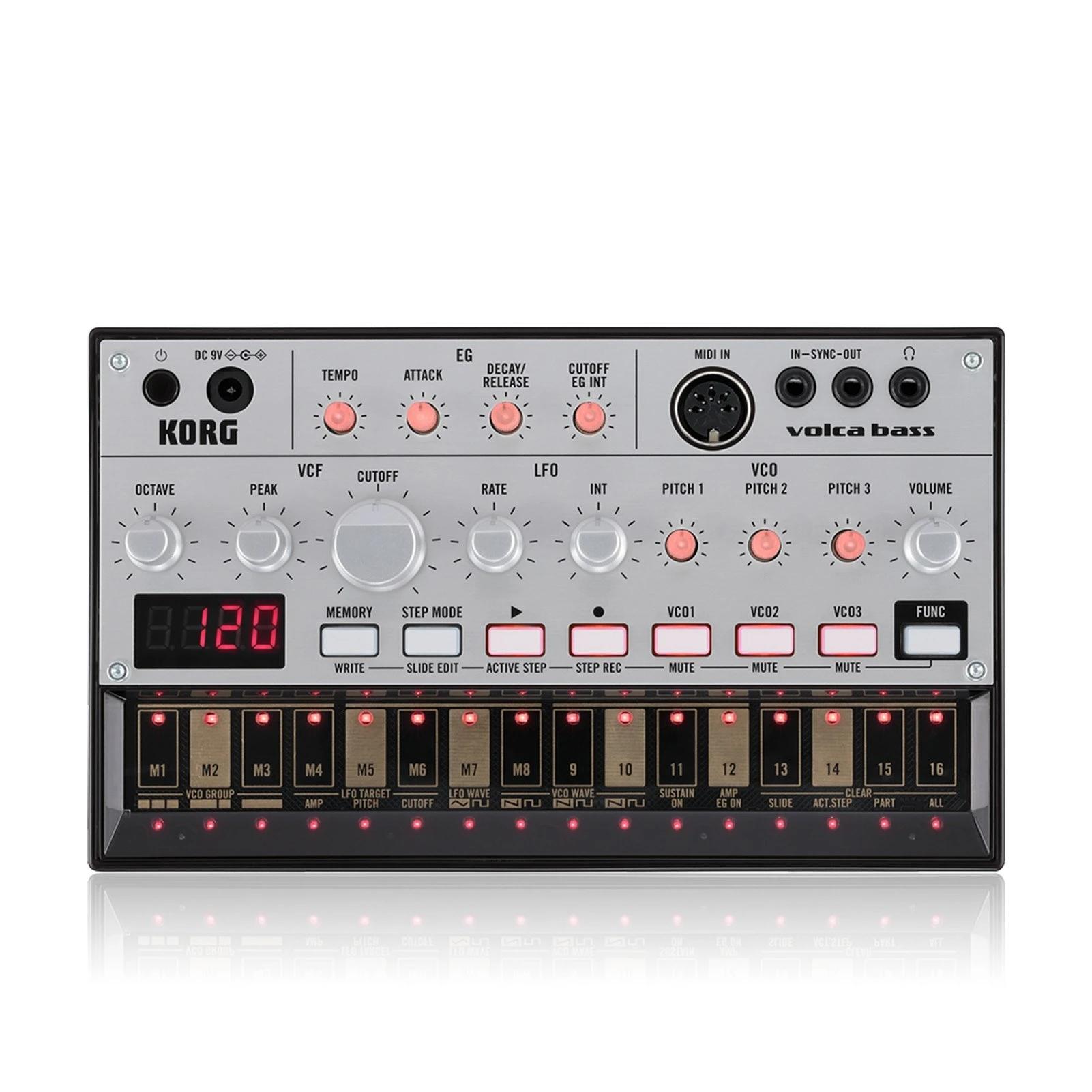 Analog Bass Machine 16 Keys Step Sequencer Touch Slide Active Self-tuning with MIDI In Sync Jack