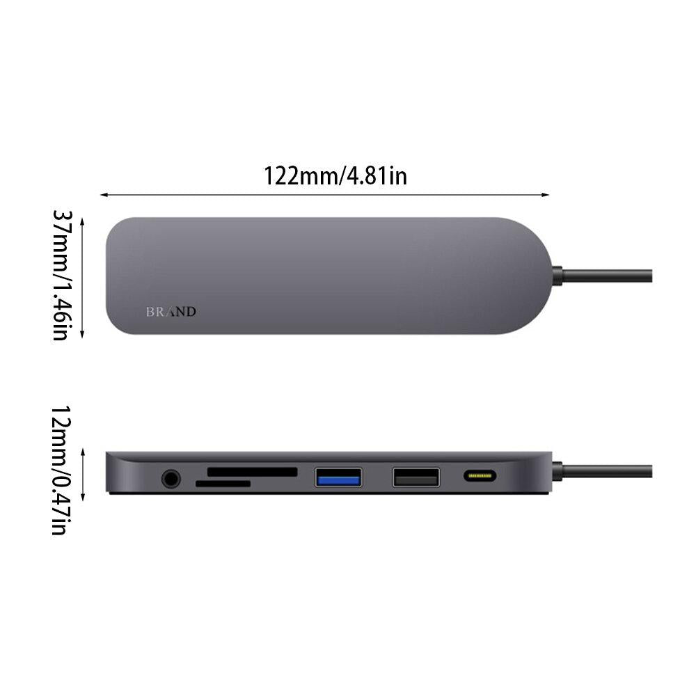 7-in-1 USB C to HDMI USB 3.0 Docking Station HUB Adapter With 4K HDMI HD Display 3.5mm AUX Audio Jack