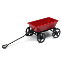 Metal Miniature Toy Red Small Pulling Cart Garden Furniture Accessories