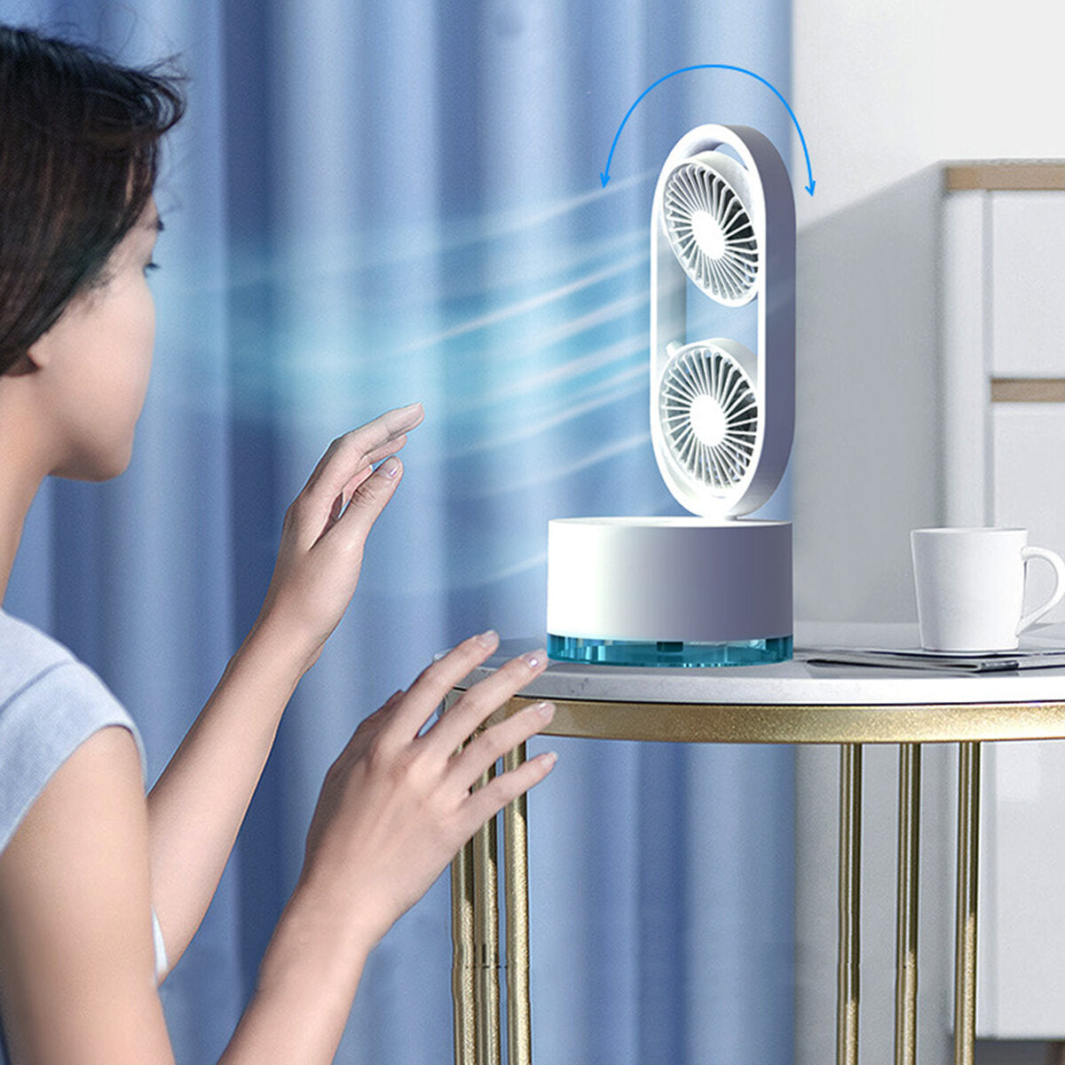 400ml Air Conditioner 3 Speed 7 Color Light 2000mAh Mini USB Air Fan Water-cooled Spray Fan