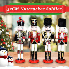 Red and Black Wooden Nutcracker Soldier Themed Holiday Nut Cracker Doll Figure Decorations