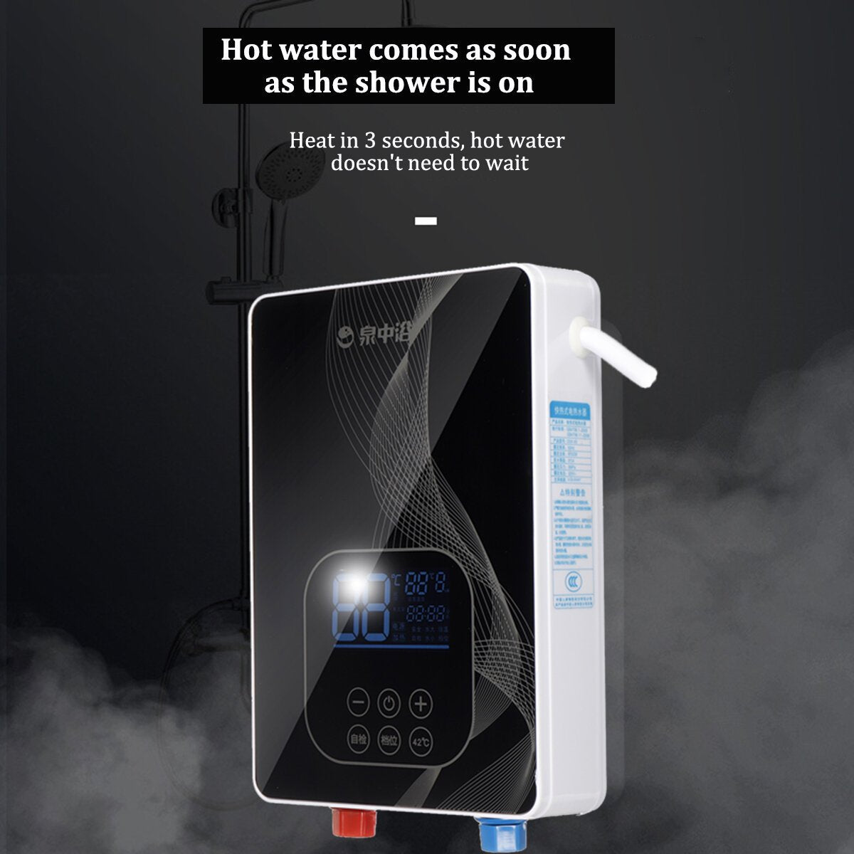 6000W Electric Water Heater Intelligent Constant Temperature Fast Heating Screen Display Touch Button