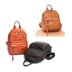 Leather Backpacks For Women Vintage Style Tassel Casual Shoulder Bags School Bag Female Functional Leather Knapsacks