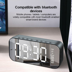 Wireless bluetooth Speaker Mini LED Double Alarm Clock FM Radio TF Card AUX Soundbar Subwoofer