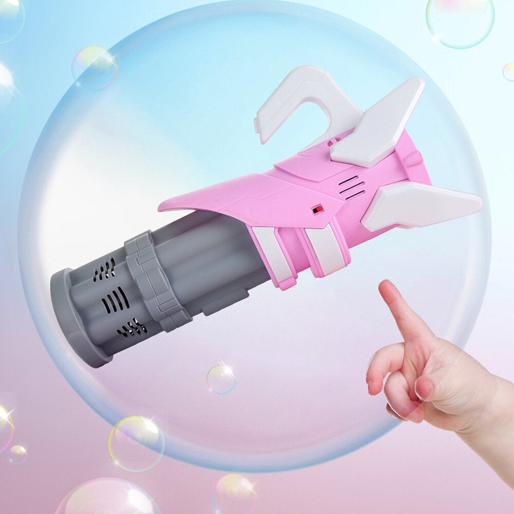 Electric Bubble Gatling Machine Maker One Key 5-hole Output Toy with Light and Music for Kids Play Gift