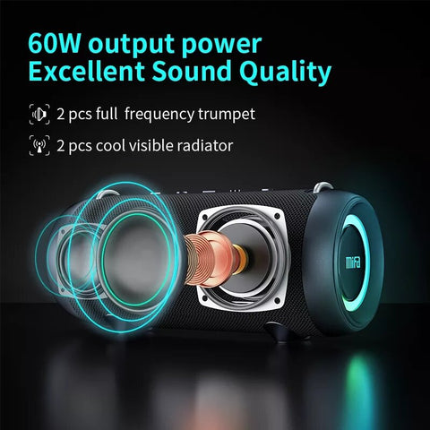 Bluetooth Speaker 60W Output Power bluetooth Speaker with Class D Amplifier Excellent Bass Performace Hifi IPX8 Waterproof TWS Speaker