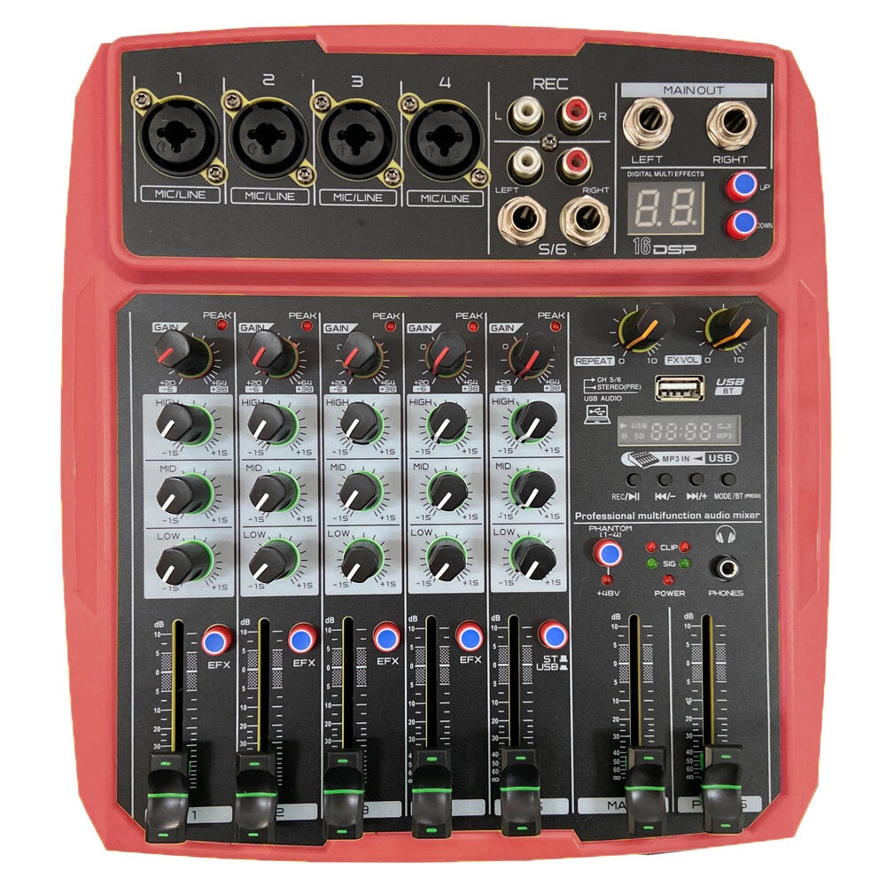 Mini 4 Channel 16 DSP Effect USB Delay and Repeat Efferts Audio Mixer Console With Volume Contrl