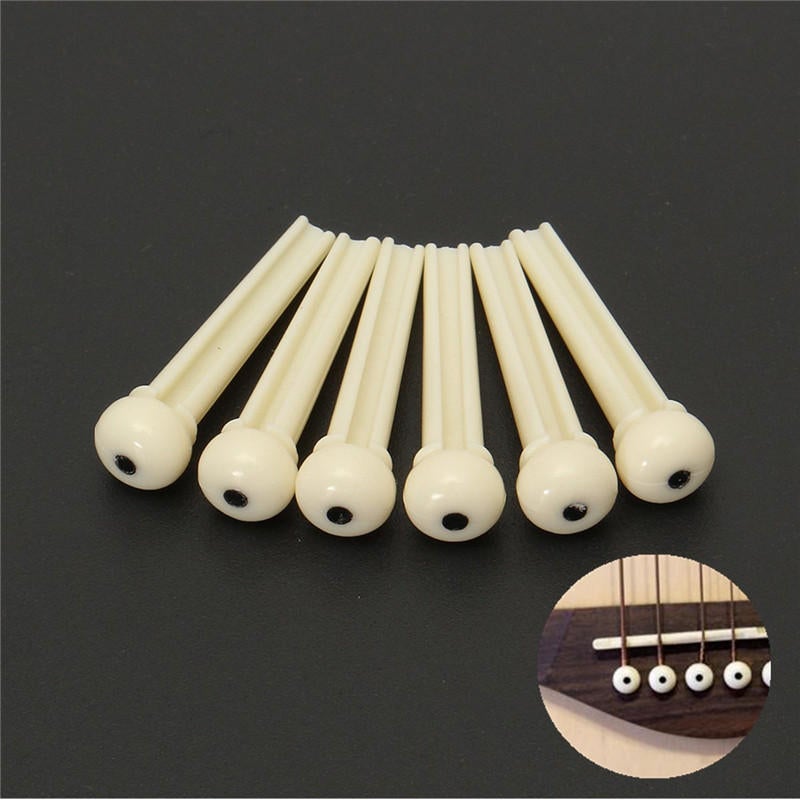 6 Pcs Guitar Bridge Pins Plastic String End Peg for Acoustic Guitar Replacement