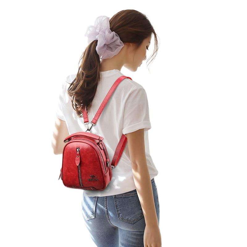 Multi-function Leather Backpacks for women travel backpack Mini school bags for teenage girls sac a dos kangaroo female Backpacks