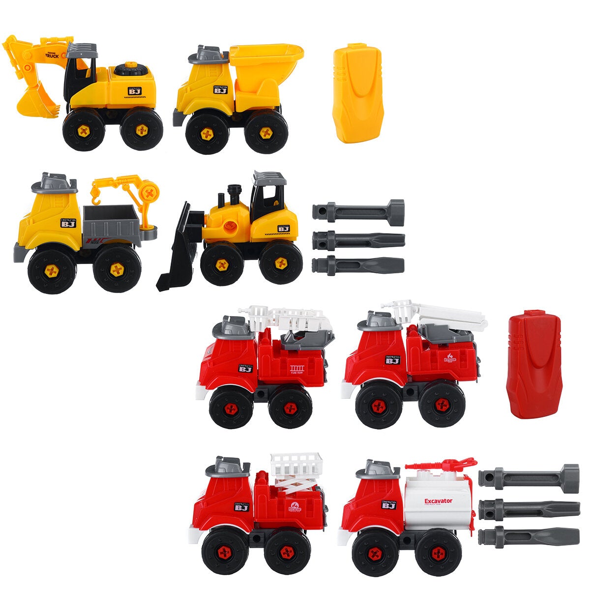 4 IN1 Truck Construction Sliding Vehicle Excavator Detachable Assembly Screw Nut Puzzle DIY Diecast Car Model Toy Set for Kids Gift