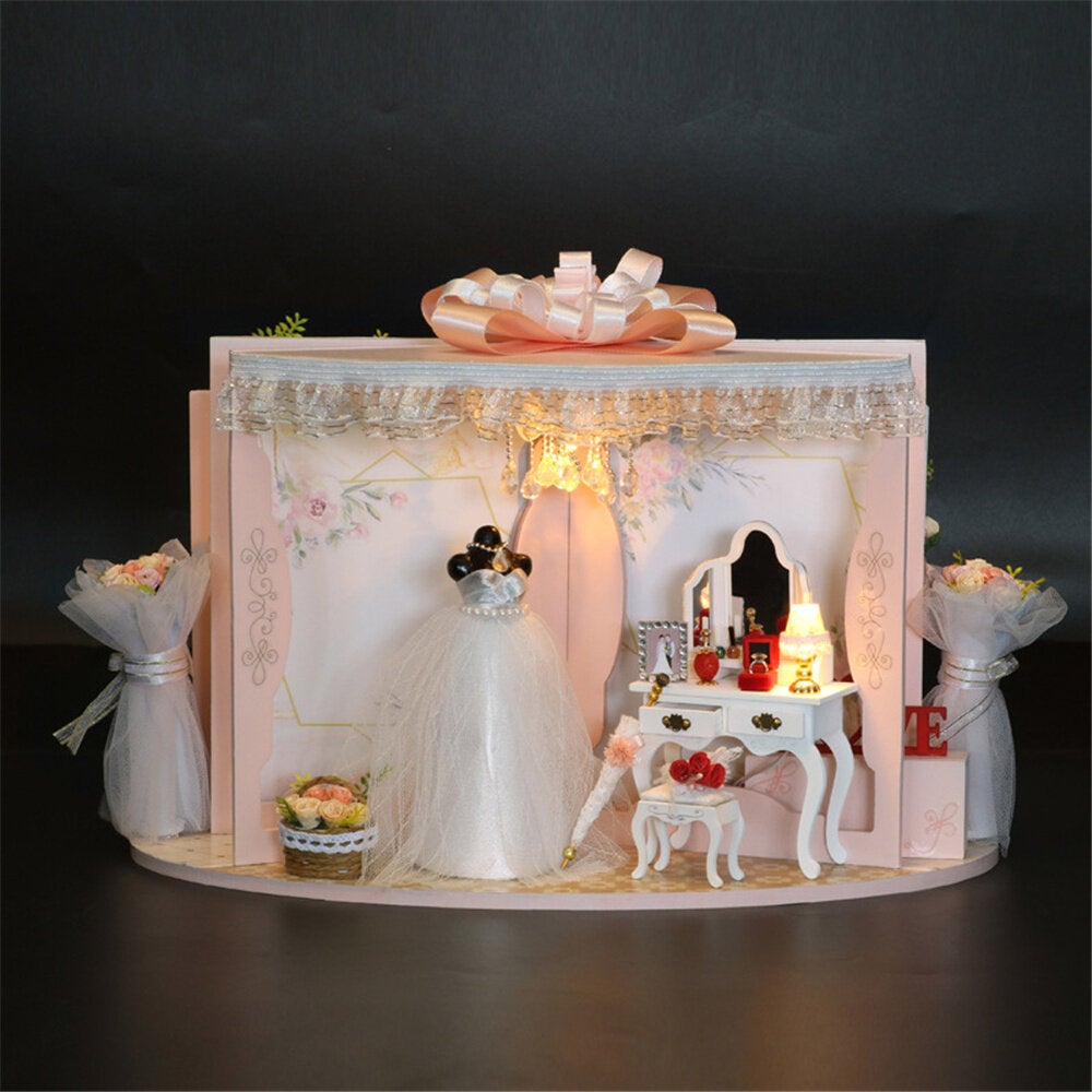 DIY Doll House Creative Valentine's Day Birthday Gift Wedding Engagement Scene Bridal Shop Model With Furniture