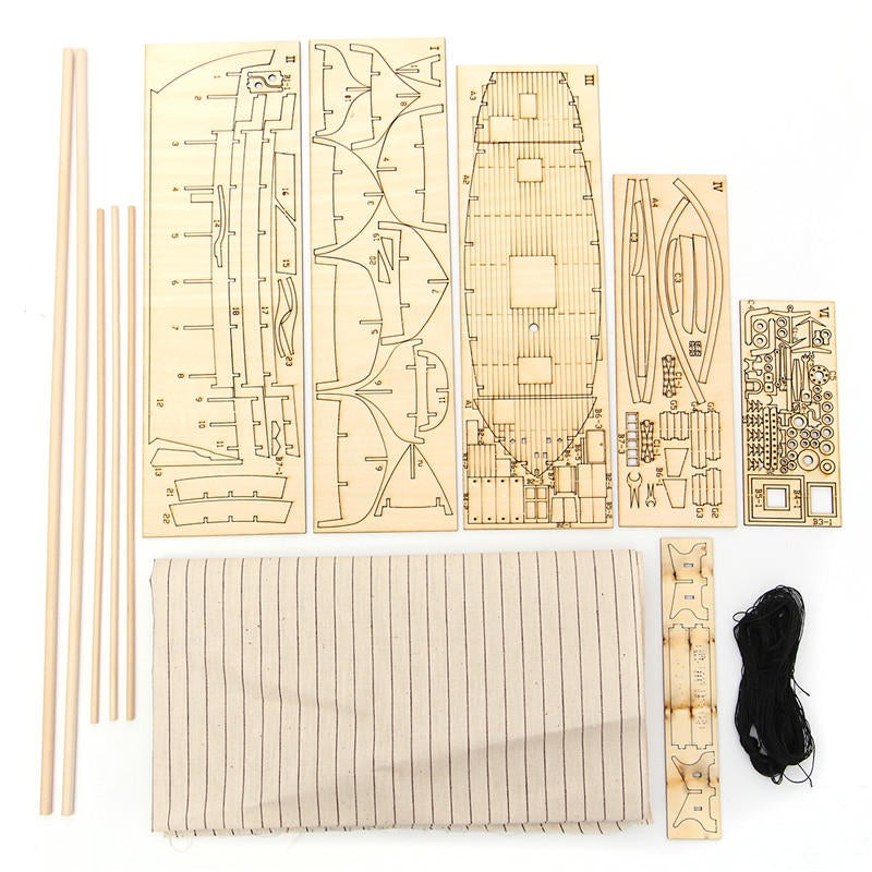 PPT-Wooden Assembly Ship Model Building DIY Fishing Boat Laser Decoration Kits Toy Gift