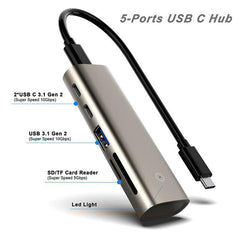 6-IN-1 USB-C HUB Docking Station Adapter with10Gbps Data Transmission